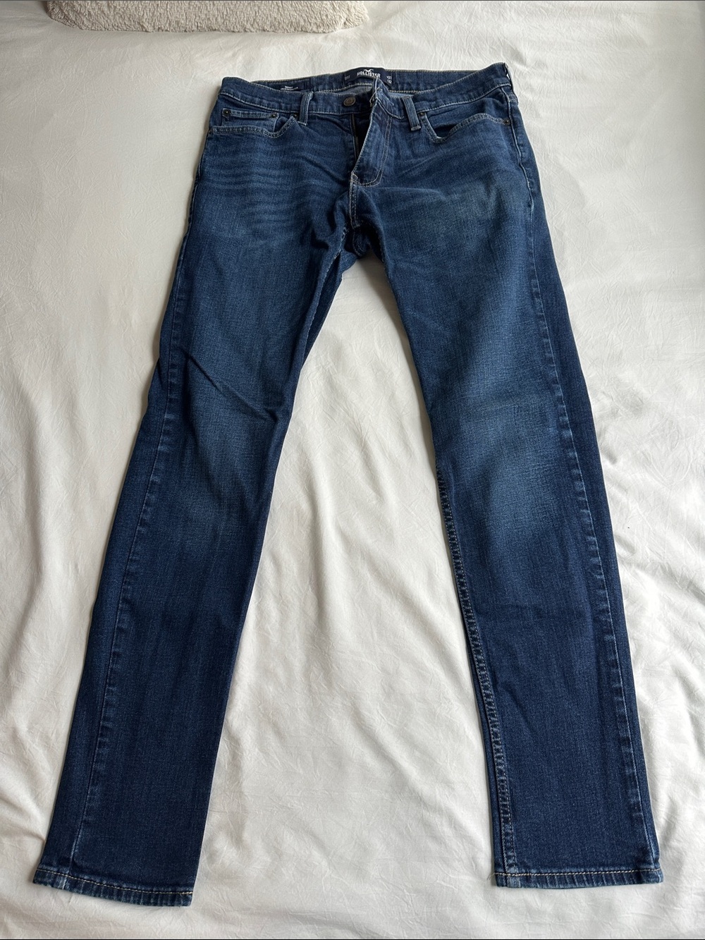 Hollister Men's Skinny Jeans in Deep Blue Wash